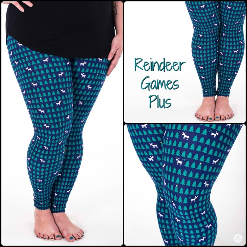 BNWT SweetLegs “Reindeer Games” Plus Size (Fits most 14-22) full length leggings